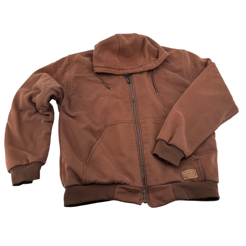 CE Schmidt Workwear Mens Large Brown Thermal Lined Full Zip Hooded Jacket Large